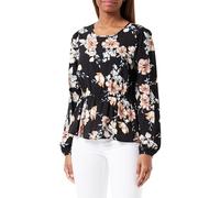 ONLY Women's Onlnova Life L/S Peplum Top AOP Ptm Blouse, Black/AOP:ay New Rosie Blossom, S