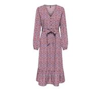 ONLY Women's Onlnova Life Vis Amy Long Dress, Red Orange/AOP:591 Soul, M