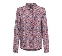 ONLY Women's Onlnova Life Vis L/S Lynne Shirt Blouse, Red Orange/AOP:591 Soul, S