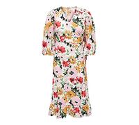 ONLY Women's Onlolivia 3/4 Wrap Midi Dress WVN Noos, Cloud Dancer/Kamil Flower, XL
