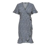 ONLY Women's ONLOLIVIA S/S WRAP Dress WVN NOOS,Blue Mirage/AOP:TONAL DITSY,10UK