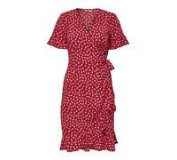 ONLY Women's ONLOLIVIA S/S WRAP Dress WVN NOOS, Mars Red/AOP:w.Fiona Ditsy, 8