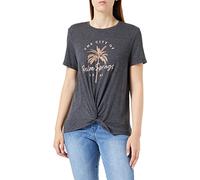 ONLY Women's Onlpalmie Reg Twist S/S Top Box JRS T-Shirt, Black/Print: Palm, XS