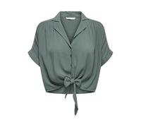 ONLY Women's ONLPAULA Life S/S TIE Shirt WVN NOOS Blouse, Balsam Green, S, Balsam Green, S