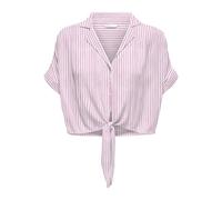 ONLY Women's Onlpaula Life S/S Tie Shirt WVN Noos Short-Sleeved Blouse, White, L