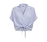 ONLY Womens Onlpaula Life S/S Tie WVN Noos Shirt Blouse, Cloud Dancer/Stripes: Blue Stripes, S UK