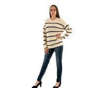 ONLY Women's ONLPERNILLE LS Stripe O-Neck KNT NOOS Knitted Jumper, Pumice Stone/Stripes: Black, S