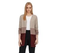 ONLY Women's Onlqueen KNT Noos L/S Long Cardigan Sweater, Mocha Meringue/Stripes: w. Melange/Brownie Melange/Spiced Apple Melange, M