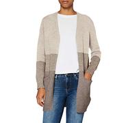 ONLY Women's ONLQUEEN L/S Long Cardigan KNT NOOS Sweater, Opacity, Sand/Stripes:W. Beige & Woodsmoke, S