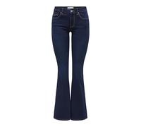 ONLY Women's Onlreese Reg Retro Flared DNM Box Jean Pants, Dark Denim Blue, 30W x 32L