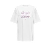 ONLY Women's Onlriri S/S Stones Top Box JRS T-Shirt, Bright White/Print: Bright, S