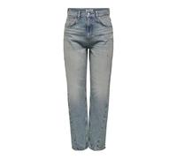 ONLY Women's Onlrobyn Hw Straight L ANK Tint DNM Dot Pants, Medium Blue Denim/Detail:Tinted, 29W x 30L