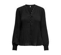 ONLY Women's Onlronja Life L/S V-Neck Pleated top Ptm Blouse, Black, M