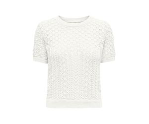 ONLY Women's Onlsaga Life Ss O-Neck Cc KNT Pullover Sweater, Cloud Dancer, M