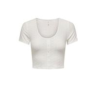 ONLY Women's Onlsandra S/S Placket Top JRS T-Shirt, Cloud Dancer, Large