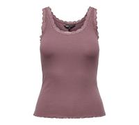 ONLY Women's Onlsara Sharai Lace Tank Top JRS Noos Basic Sleeveless Tank Top with Scoop Neck and Lace Detail, Rose Brown., M