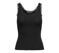 ONLY Women's Onlsara Sharai Lace Tank Top JRS Noos Basic Sleeveless Tank Top with Scoop Neck and Lace Detail, Black, XS