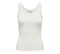 ONLY Women's Onlsara Sharai Lace Tank Top JRS Noos Basic Sleeveless Tank Top with Scoop Neck and Lace Detail, Cloud Dancer, XS
