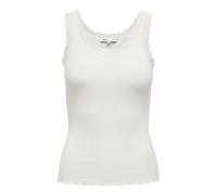 ONLY Women's Onlsara Sharai Lace Tank Top JRS Noos Basic Sleeveless Tank Top with Scoop Neck and Lace Detail, Cloud Dancer, S
