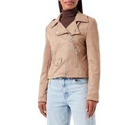 ONLY Women's Onlscootie OTW Faux Suede Biker Jacket Imitation Leather, Otter, M