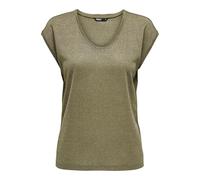 ONLY Women's Onlsilvery S/S V Neck Top JRS Noos T-Shirt, Falcon/Detail: Tone in Tone Lurex, XXL