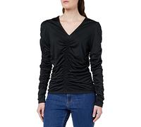 ONLY Women's ONLSOFIE L/S V-Neck Ruching TOP JRS T-Shirt, Black, M