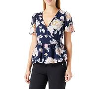 ONLY Women's Onlstar Life Fia S/S Wrap Top Ptm Blouse, Night Sky/AOP:Star Garden Flower, XS