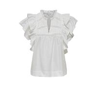 ONLY Women's Onlsunny Capsl Frill WVN Noos Top with V-Neck and Short Sleeves and Ruffles, Cloud Dancer, XS