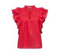 ONLY Women's Onlsunny Capsl Frill WVN Noos Top with V-Neck and Short Sleeves and Ruffles, Red (high Risk red), L