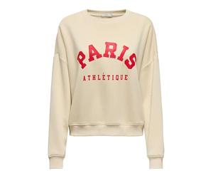ONLY Women's Onlsweat Life L/S Crew O.Size State Noos Sweatshirt with Print, Birch, L