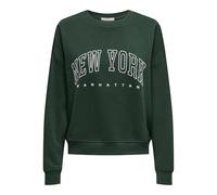 ONLY Women's Onlsweat Life L/S Crew O.Size State Noos Sweatshirt with Print, Pine Grove, S