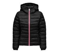 ONLY Women's Onltahoe Contrast Hood Jacket Cc OTW Puffer, Black/Detail:Zip Sodalite Blue/White/Diva Pink, S