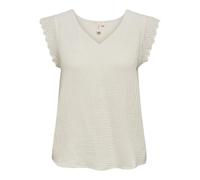 ONLY Women's Onlthyra SL Mix Top Noos WVN T-Shirt, Cloud Dancer, Large