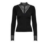 ONLY Women's ONLTILDE L/S HIGH Neck TOP JRS Long Sleeve, Black/Detail: Black lace, Large