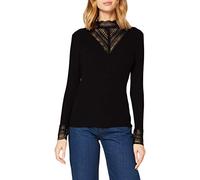 ONLY Women's ONLTILDE L/S HIGH Neck TOP JRS Longsleeve T-Shirt, Black/Detail: Black Lace, M