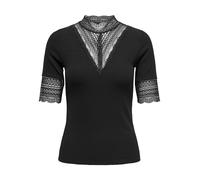ONLY Women's ONLTILDE L/S HIGH Neck TOP JRS Longsleeve T-Shirt, Black/Detail: Black Lace, S