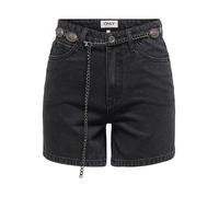 ONLY Women's Onlvega Hw Western Belt DNM Shorts Bj, Washed Black, M