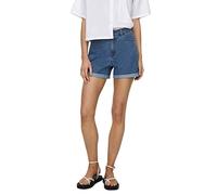 ONLY Women's High-Waisted Shorts 5-Pocket Style Button Fly Zipper Closure Short Bermudas, Colours:Blue-3, Size:M