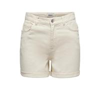 ONLY Women's ONLVEGA Life HW MOM Shorts NOOS Denim, Ecru, M