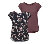 ONLY Women's Onlvic S/S Solid AOP Top PTM T-Shirt, Blouse Shirt, Short Sleeve, 10 Blue