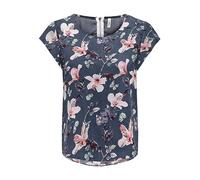 ONLY Women's Onlvic S/S Solid AOP Top PTM T-Shirt, Blouse Shirt, Short Sleeve, 18 Blue