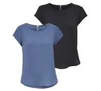 ONLY Women's Onlvic S/S Solid Top Noos WVN T-Shirt, Blue/Black (1 x Vintage Indigo/1 x Black), 36 (EU) / 8 (UK)