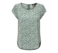 ONLY Women's Onlvic S/S Top Noos Ptm, Lily Pad/AOP: Emma Mono Flower, 14