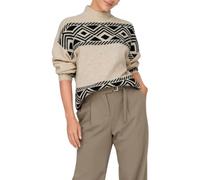 ONLY Women's Onlvictoria L/S Highneck Pullover KNT Knitted Jumper, Pumice Stone/Pattern:Black Jacquard, XL