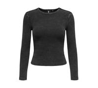 ONLY Women's Onlviol Life LS Rib T-Shirt Xt WVN Top, Black, Large