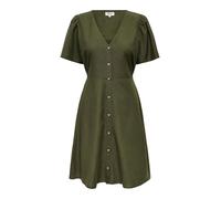 ONLY Women's Onlvita Life Linen S/S Short WVN Regular fit Dress with cutline at The Waist and Volume Sleeves, Kalamata, XL