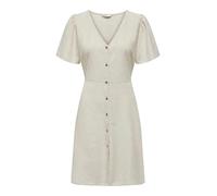 ONLY Women's Onlvita Life Linen S/S Short WVN Regular fit Dress with cutline at The Waist and Volume Sleeves, Pumice Stone, L