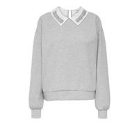 ONLY Women's Onlwillow L/S O-Neck Emb. Ub SWT, Light Grey Mix, L