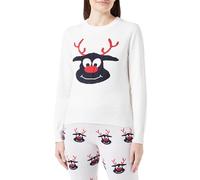 ONLY Women's Onlxmas Reindeer LS O-Neck Box KNT Knitted Jumper, Cloud Dancer/Pattern: Night Sky/Chilli Pepper, S