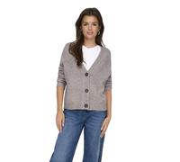 ONLY Women's Cardigan Round Neck Button Placket Long Sleeve Cuffs Regular Fit, Colours:Brown, Size:S